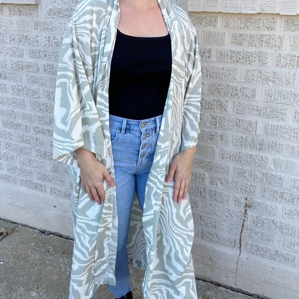 Sage Animal Print Duster